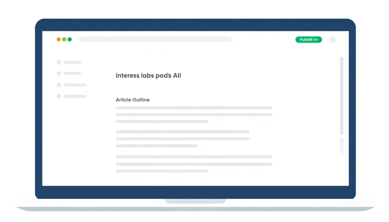 AI writing tool with SEO built in showing keyword research and structured article draft on a laptop screen